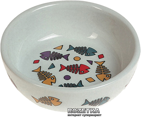 

Миска из керамики с рисунком для кошек Karlie Flamingo Color Fish 11 см белая