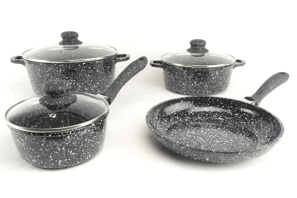 

Набор посуды A-PLUS 1503 с мраморным покрытием 7 предметов Многослойное дно