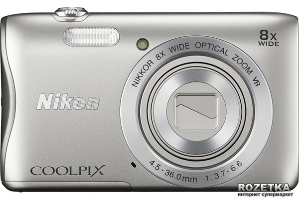 Фотоаппарат Nikon Coolpix S3700 Silver (VNA820E1) Официальная