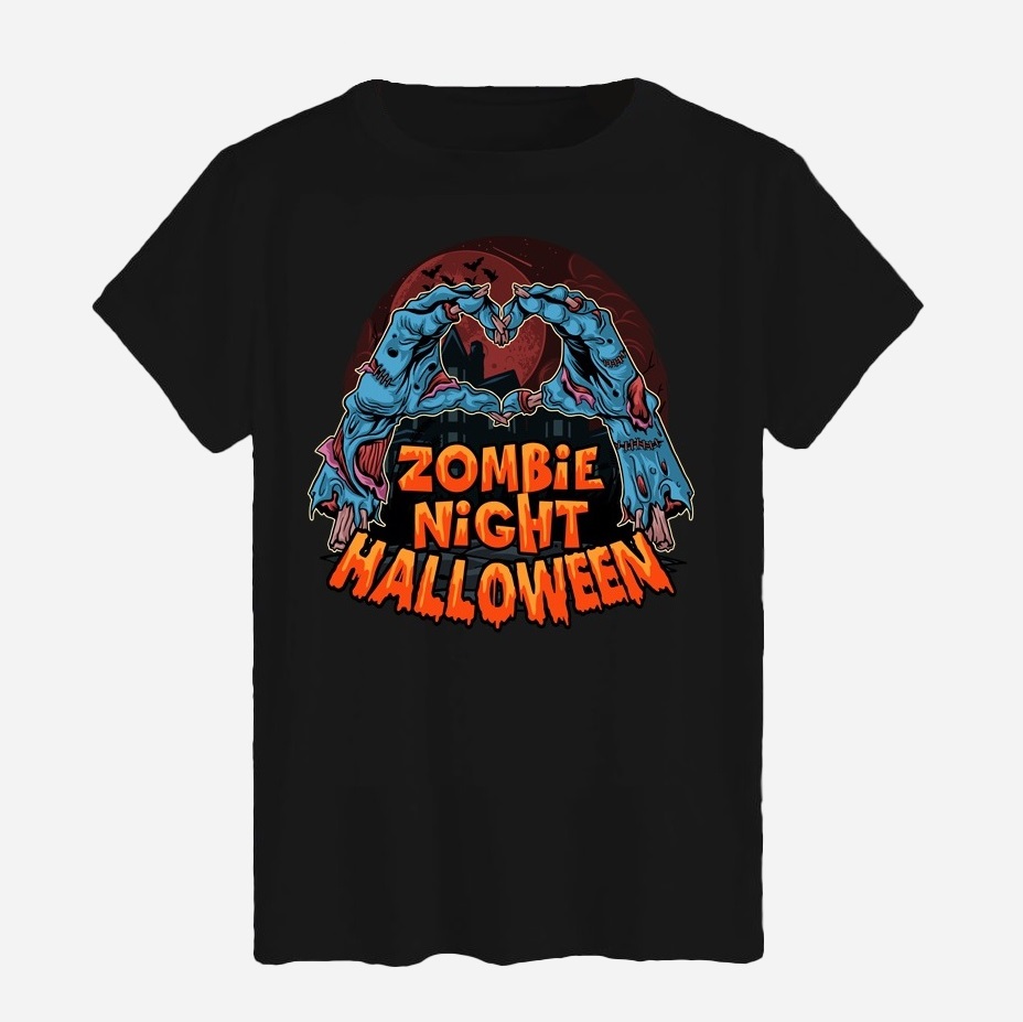 Акція на Футболка бавовняна довга чоловіча Likey Zombie night halloween M150-2331 XXL Чорна від Rozetka