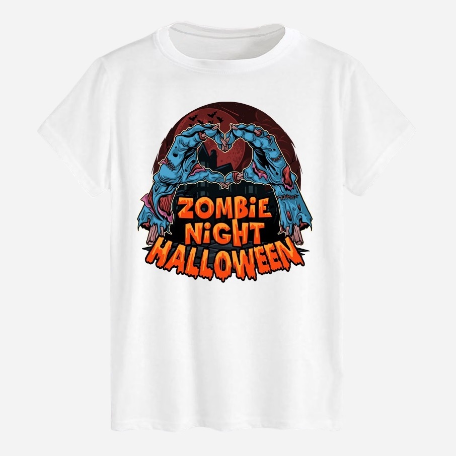 Акція на Футболка бавовняна довга чоловіча Likey Zombie night halloween M150-2331 3XL Біла від Rozetka