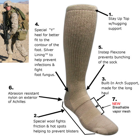 

Антибактериальные носки Covert Threads Sand Military Boot Sock Large, Sand (пустельний)