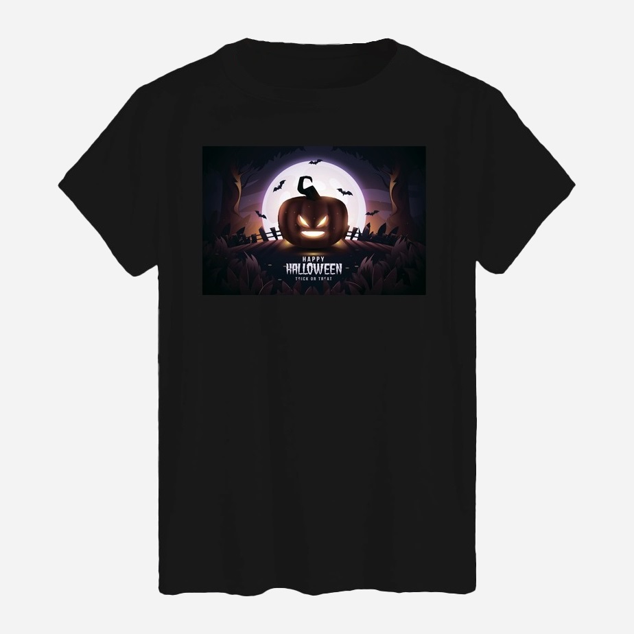 Акція на Футболка бавовняна довга чоловіча Likey Dark pumpkin Хеловін M150-2304 XXL Чорна від Rozetka