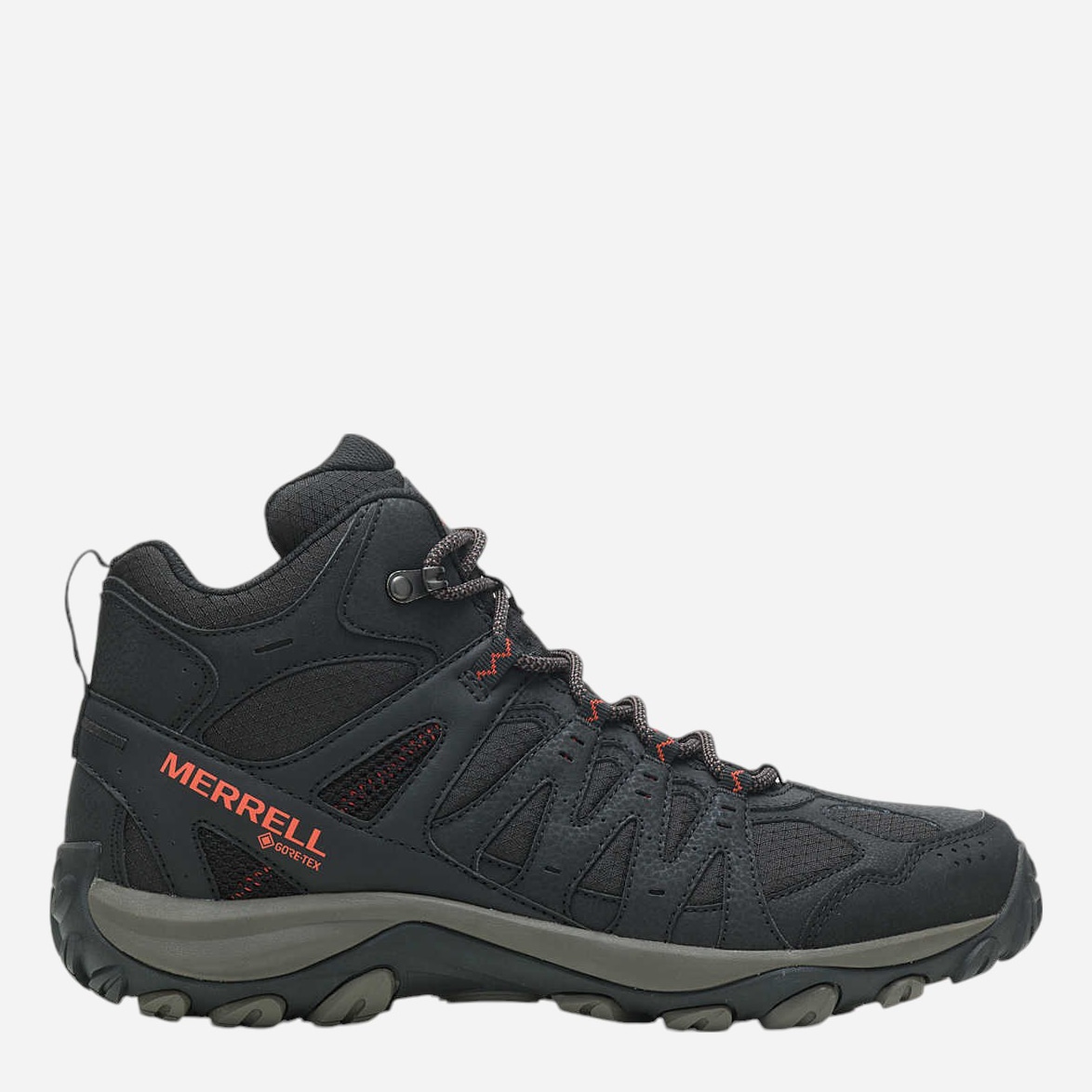 Акція на Чоловічі черевики для трекінгу з Gore-Tex Merrell Accentor 3 Sport Mid Gtx J036737 41.5 (8US/7.5UK) 25.5 см Чорний/Помаранчевий від Rozetka