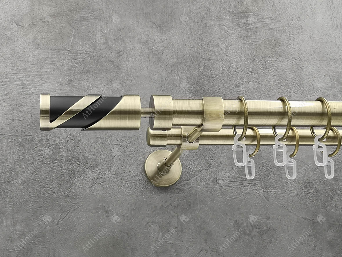 

Карниз Quadrum Сиена 300 см двойной модерн Антик 25/19 мм гладкая (кольца с крючками)