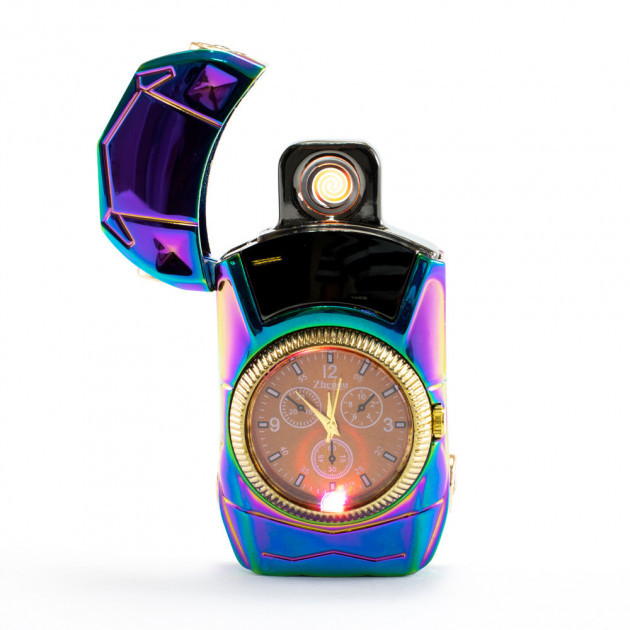 

Спиральная электрическая зажигалка с часами Lighter 813 USB (2_009319)