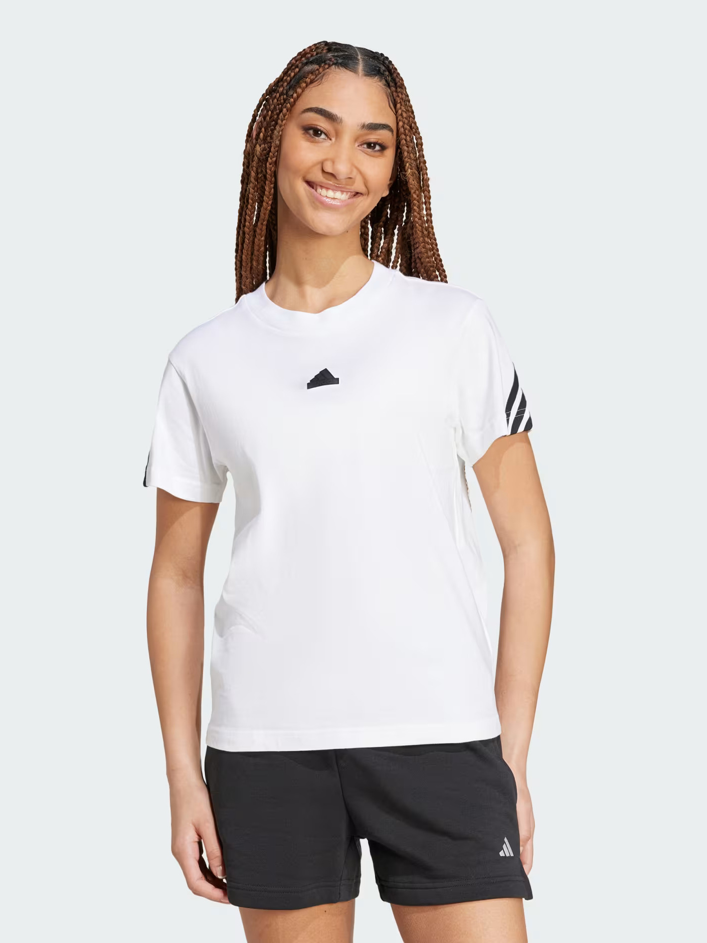 Акція на Футболка бавовняна жіноча Adidas W Fi 3S Tee IW5203 S White від Rozetka