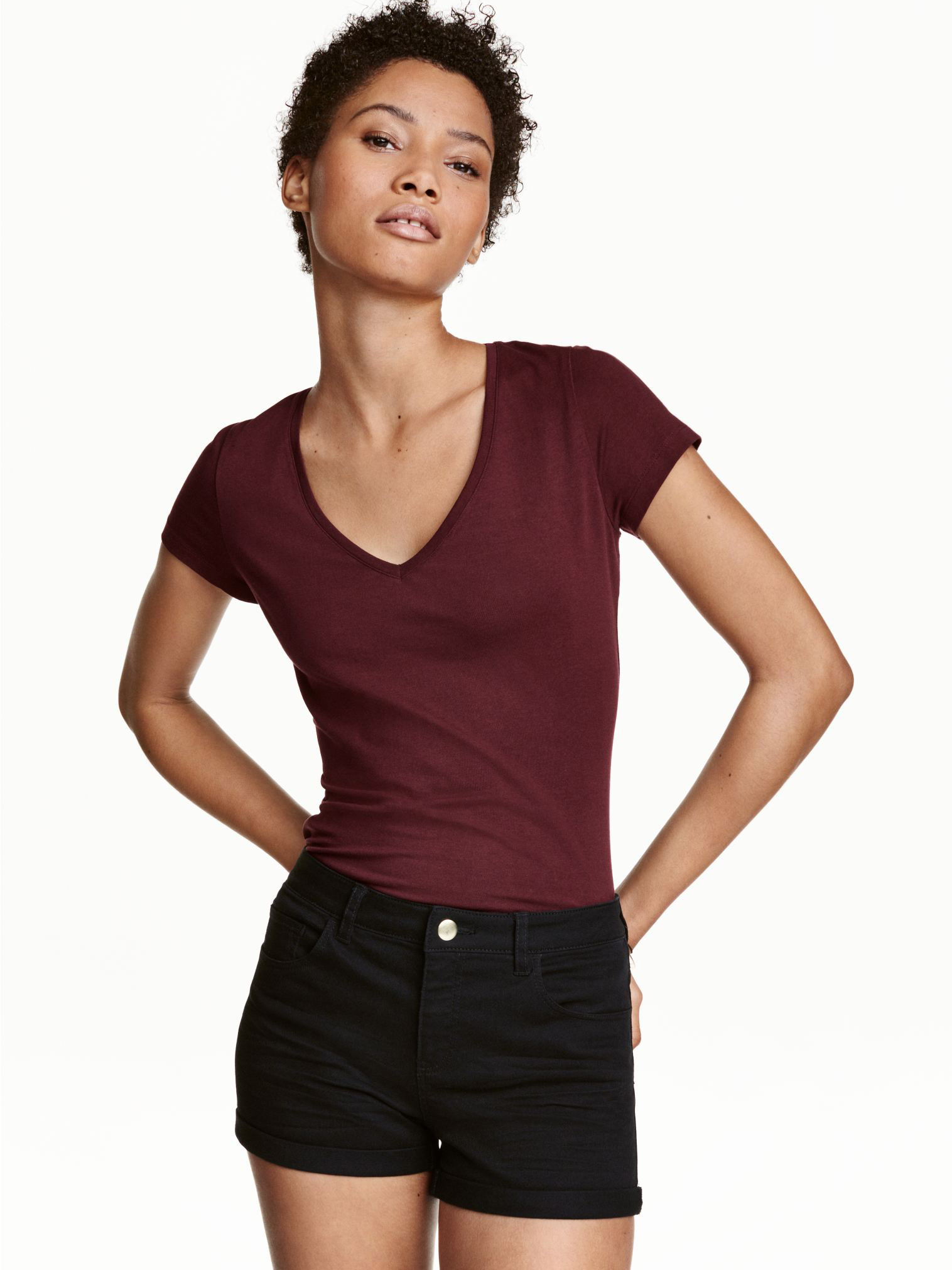 

Футболка H&M Basic 0439653 XL Бордовая