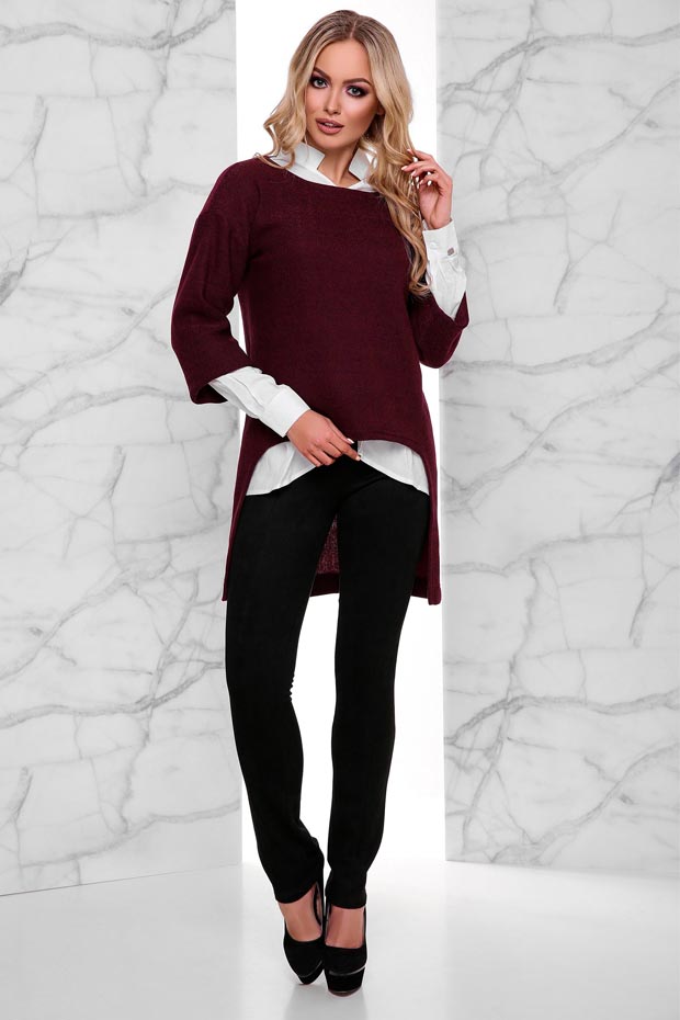 

Женская JADONE FASHION теплая туника с удлинением сзади Мелания цвет бордовый S (Теплая туника Мелания бордовый)