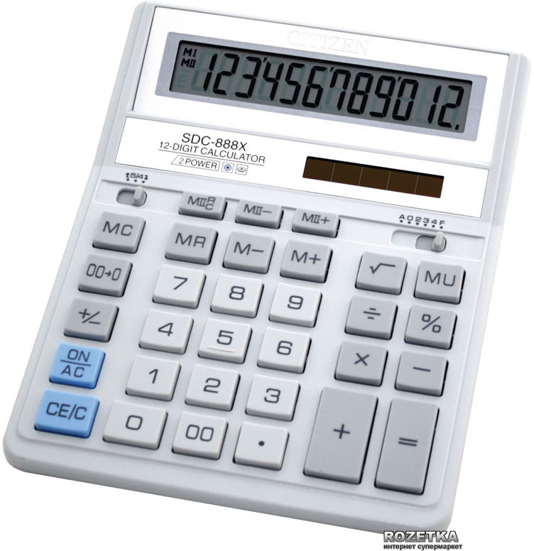 

Калькулятор электронный Citizen 12-разрядный (SDC-888 XWH)