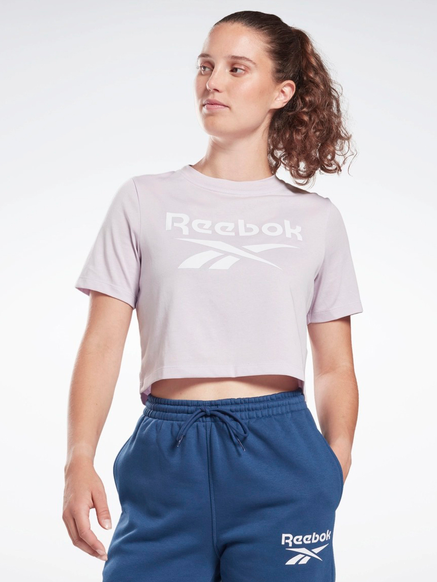 Акція на Футболка коротка жіноча Reebok Ri Bl Crop Tee HB2277 M Фіолетова від Rozetka