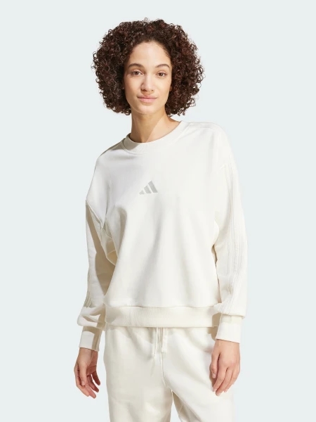 Акція на Світшот утеплений жіночий Adidas ALL SZN French Terry 3-Stripes Loose IW1132 XS Молочний від Rozetka