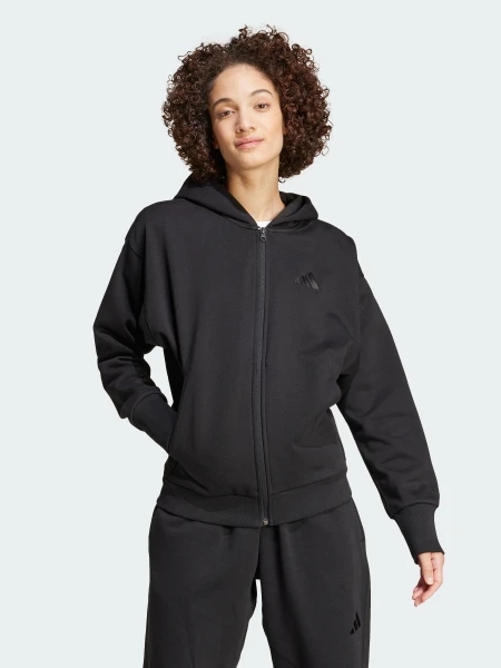 Акція на Толстовка на блискавці утеплена з капюшоном жіноча Adidas ALL SZN Fleece Full-Zip IX3809 S Чорна від Rozetka