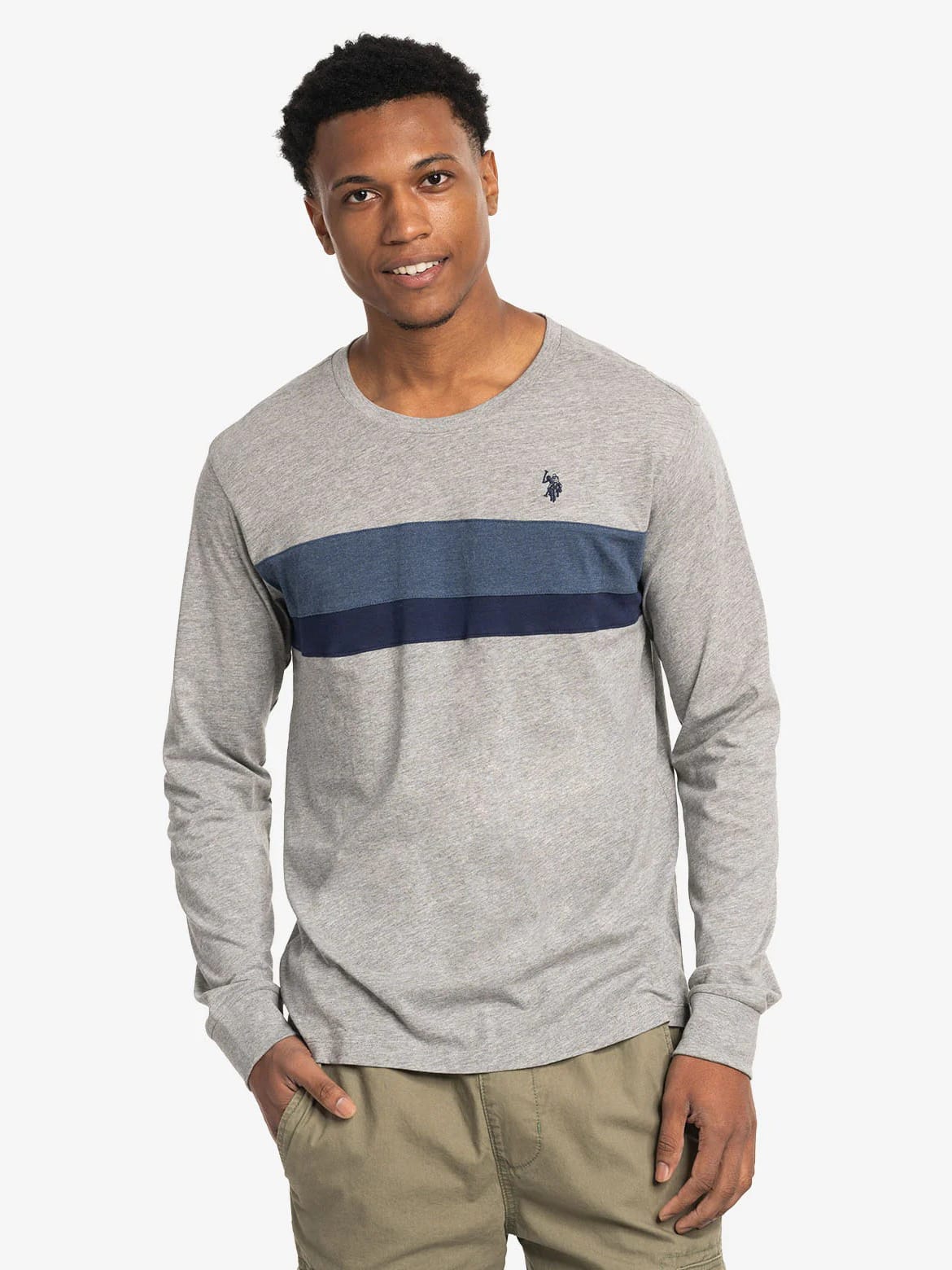 Акція на Лонгслів чоловічий U.S. Polo Assn 11D452-2X00A(HEATHER GRAY) XL Сірий від Rozetka