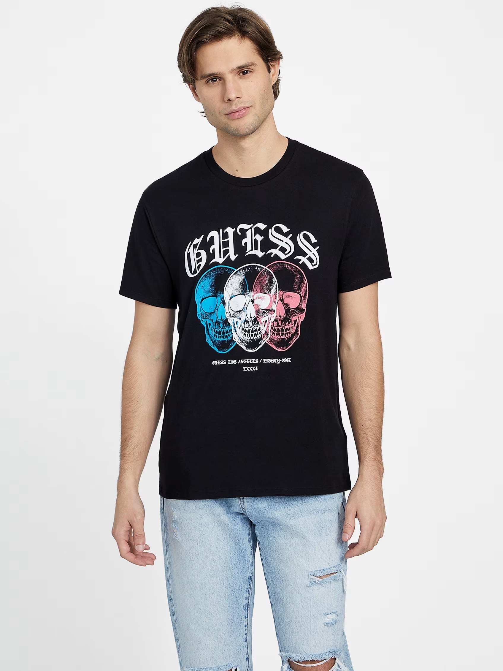 Акція на Футболка бавовняна довга чоловіча Guess 993485712 XL Чорна від Rozetka