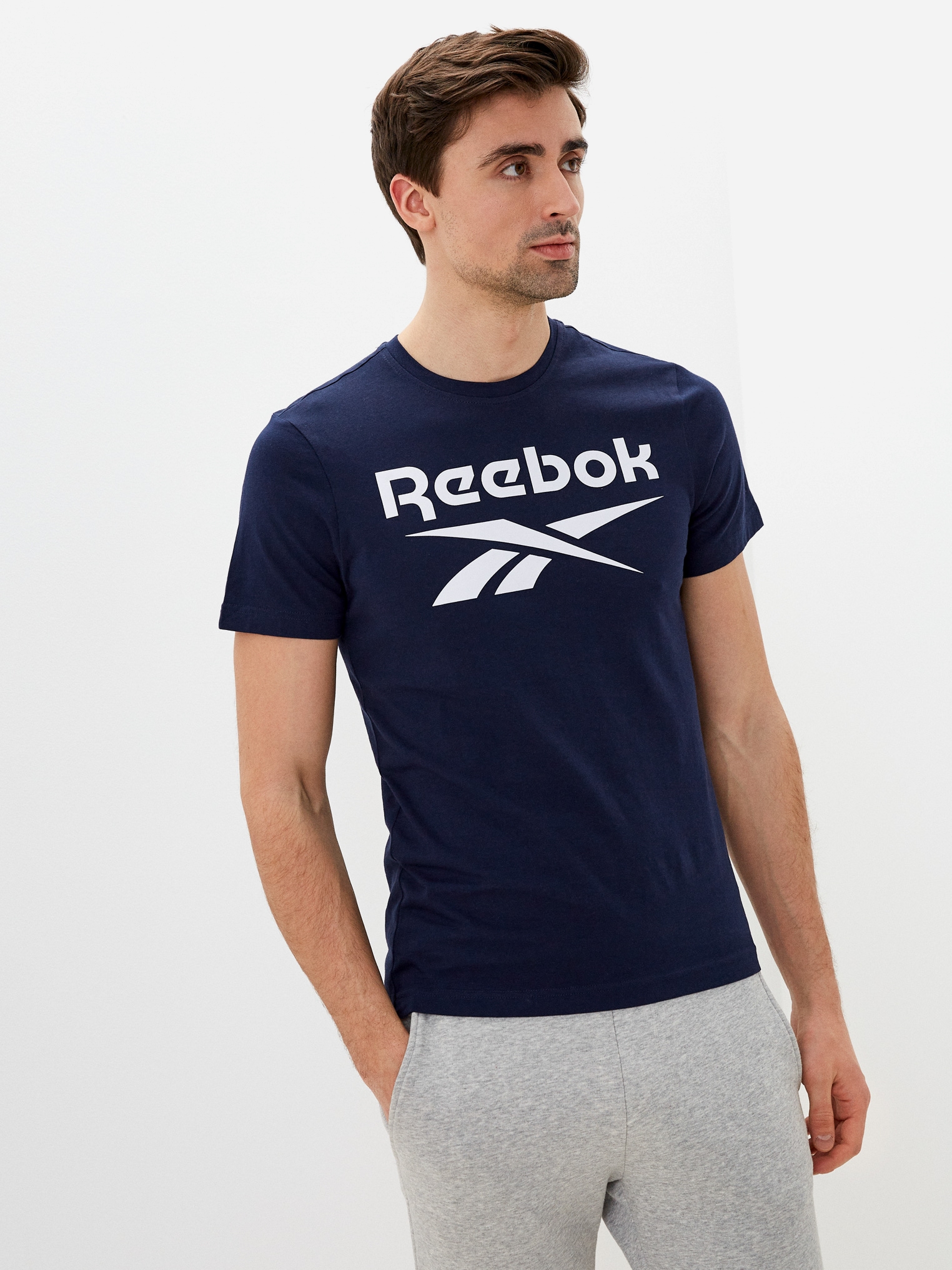 Акція на Футболка бавовняна довга чоловіча Reebok Ri Big Logo Tee HD4220 XS Темно-синя від Rozetka