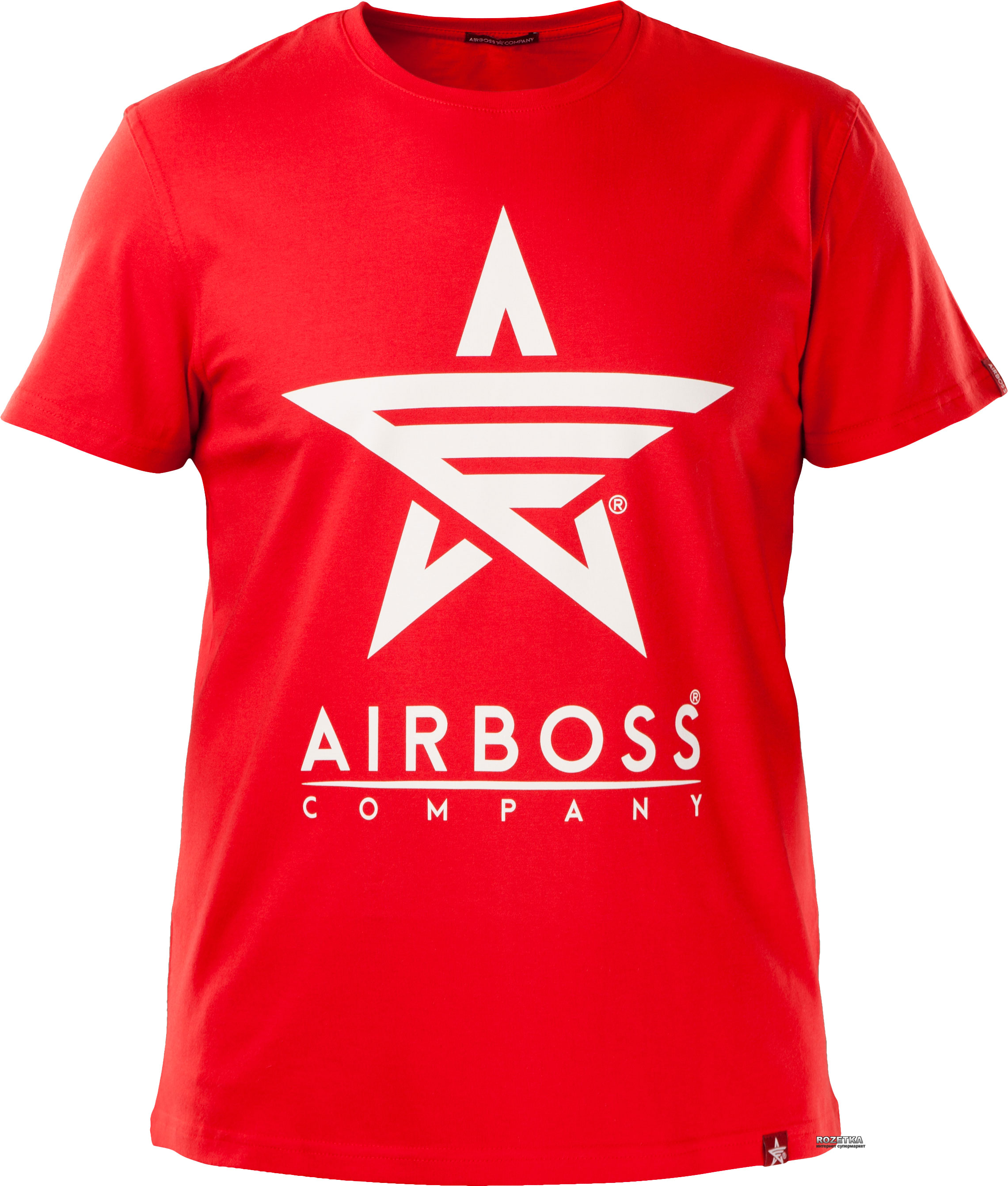 Акція на Чоловіча Футболка бавовняна довга чоловіча Airboss White logo L Red від Rozetka