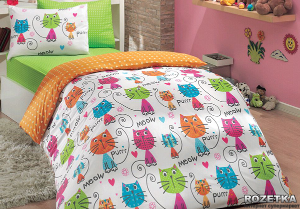 

Комплект постельного белья Hobby Poplin Meow 160x220 Оранжевый