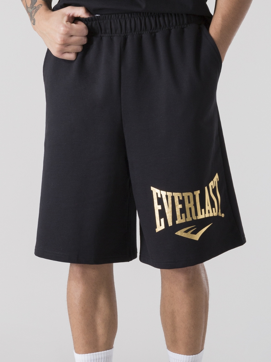 Акція на Шорти бавовняні довгі чоловічі Everlast Bermuda Felpa Non Garz 37M296D80-20GD S Чорні з золотистим від Rozetka