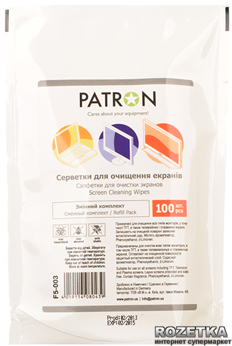 Влажные салфетки Patron для экранов F5-003 (CS-PN-F5-003-REFILL ...