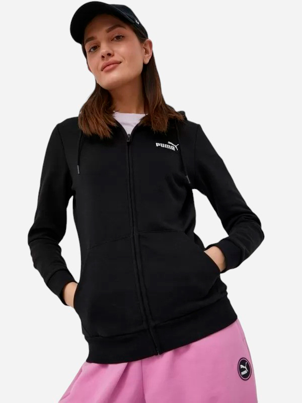 Акція на Толстовка на блискавці з капюшоном жіноча Puma Ess Small Logo Full-Zip Hoodie Tr 58681301 XS Чорна від Rozetka