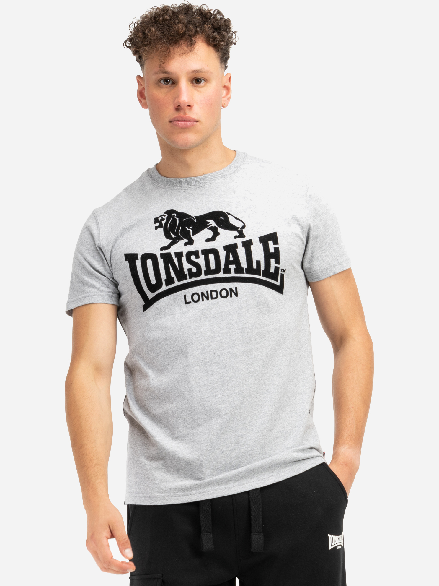 Акція на Футболка бавовняна довга чоловіча Lonsdale 117444-1527 L Сіра від Rozetka