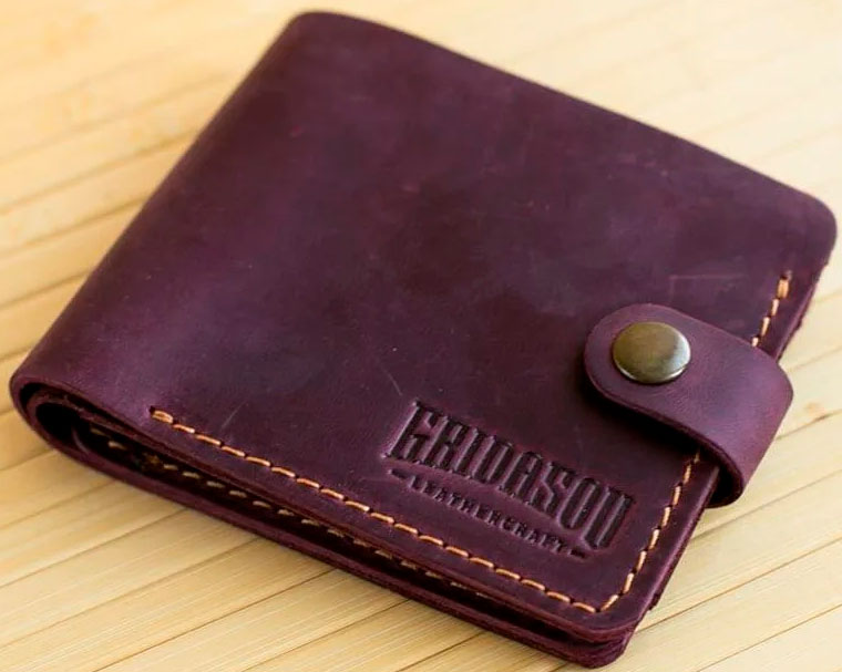 

Портмоне Gridasov Leathercraft Moriarti из натуральной кожи бордовое (WL-015-MR)
