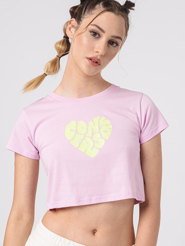 Акція на Футболка бавовняна жіноча Converse Colorful Heart Tee Stardust Lilac 10026369-523 S Лілова від Rozetka