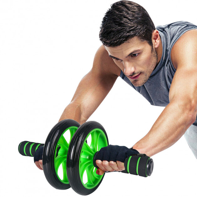 

Тренажер-ролик для мышц пресса Double Wheel Abs health abdomen round Фитнес колесо