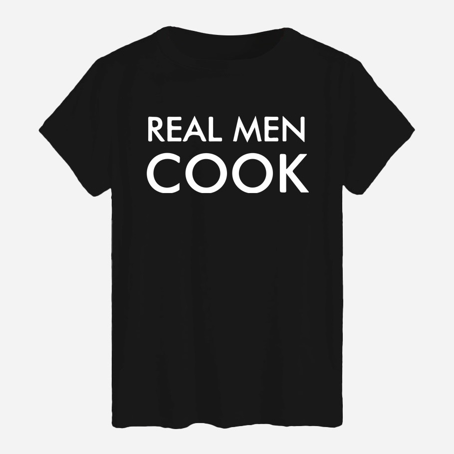 Акція на Футболка бавовняна довга чоловіча Likey Real men cook M150-0510 XS Чорна від Rozetka