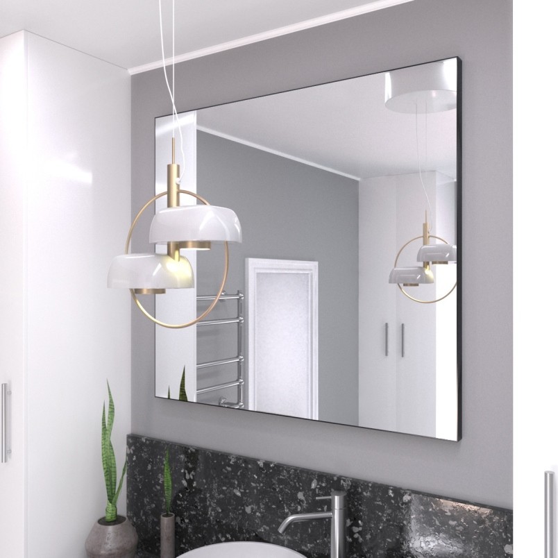 

Зеркало в черной алюминиевой раме Spark-decor Simple Silver 800 х 1200
