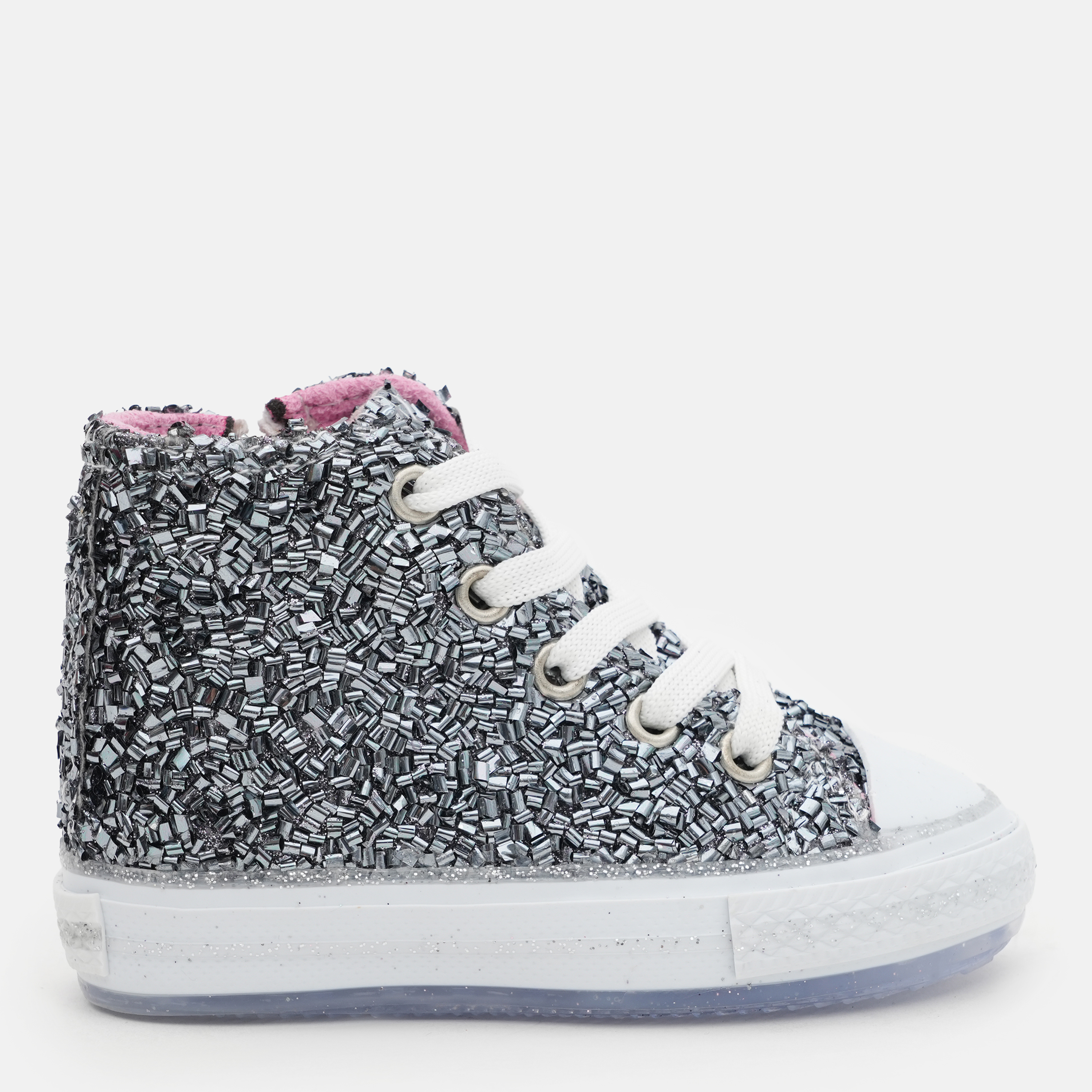 Акція на Дитячі кеди для дівчинки VUVU KIDS Silver glitter 3005 6 22 Срібні з бісером від Rozetka