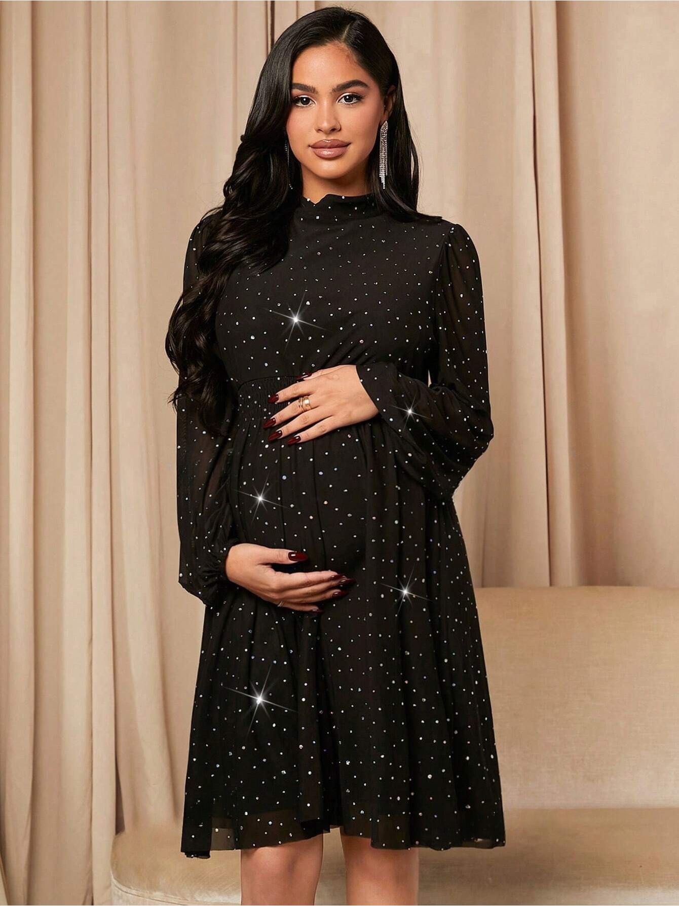 Акція на Сукня для вагітних вечірня коротка осіння жіноча SHEIN GD-00090701 L Чорна від Rozetka