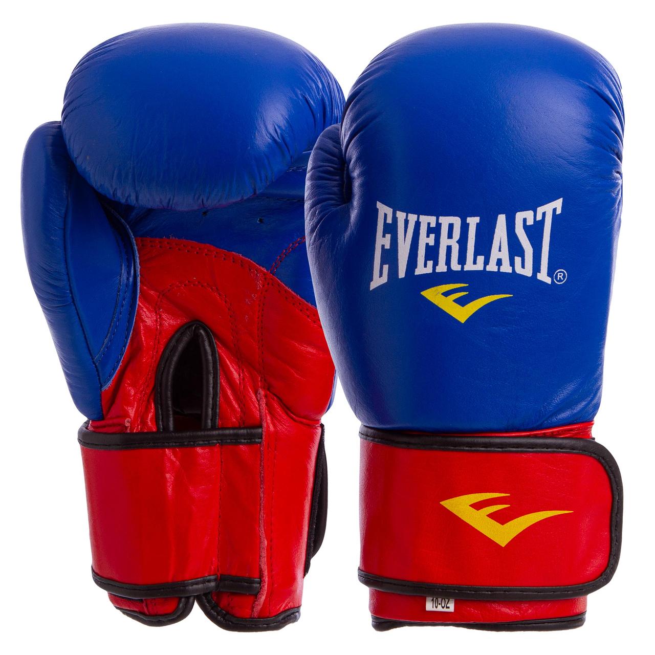 

Перчатки боксерские кожаные EVERLAST Натуральная кожа На липучке Синий-красный (СПО MA-6750) 12 унций