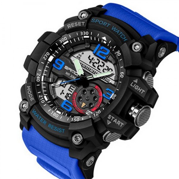 

Мужские кварцевые часы Sanda Blue наручные спортивные на пластиковом ремешке + коробка (1044-0002)