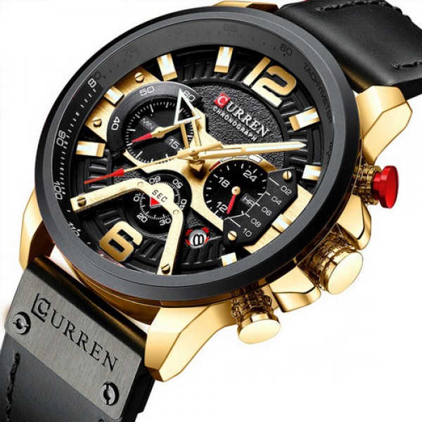 

Наручные часы Curren 8329 Black-Gold мужские кварцевые + подарочная коробка
