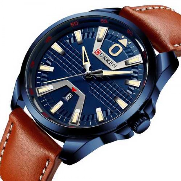 

Мужские кварцевые часы Curren Blue наручные классические на кожаном ремешке + коробка (1008-0238)