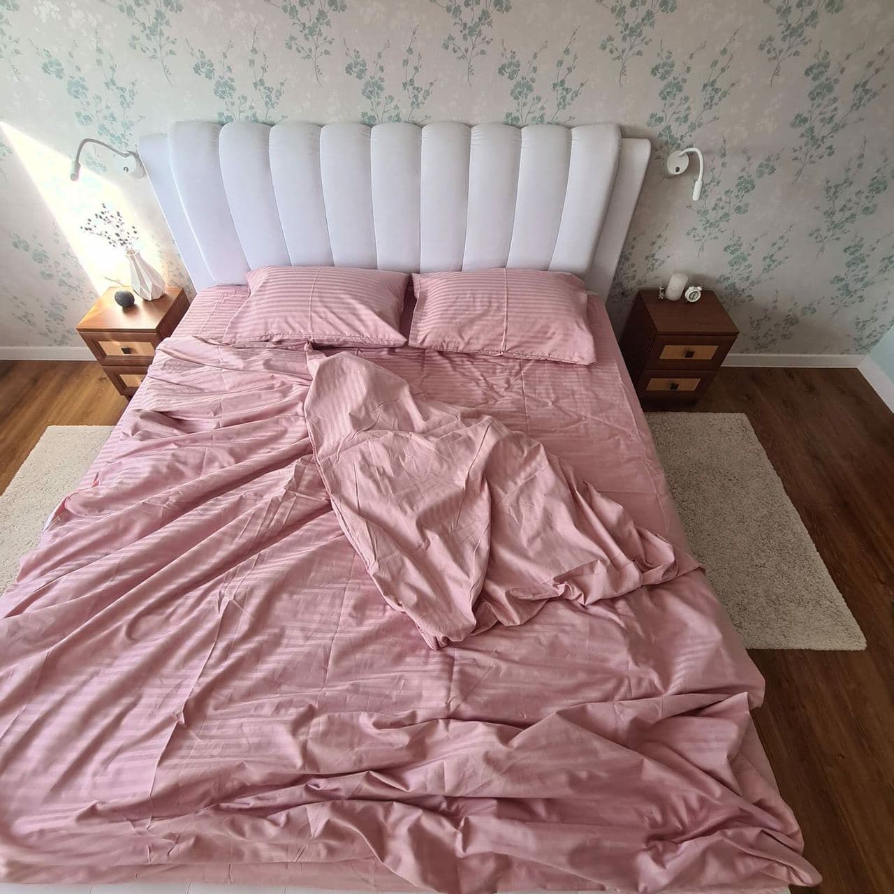 

Комплект постельного белья Good Dream из Страйп Сатина (Евро) Пудровый
