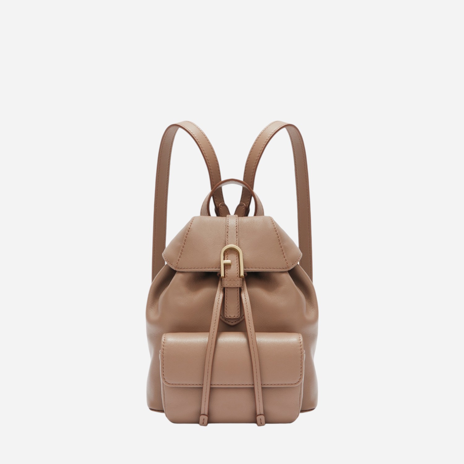 Акція на Рюкзак жіночий з натуральної шкіри Furla Flow Mini Backpack WB01291BX20451257S Темно-бежевий від Rozetka