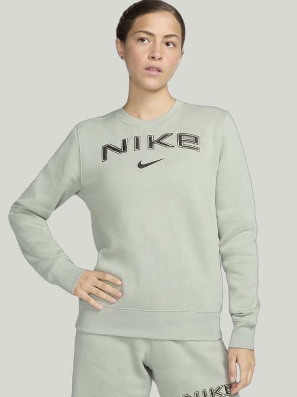 Акція на Світшот на флісі жіночий Nike W Nsw Phnx Flc Std Logo Crew HM9754-370 L Зелений від Rozetka