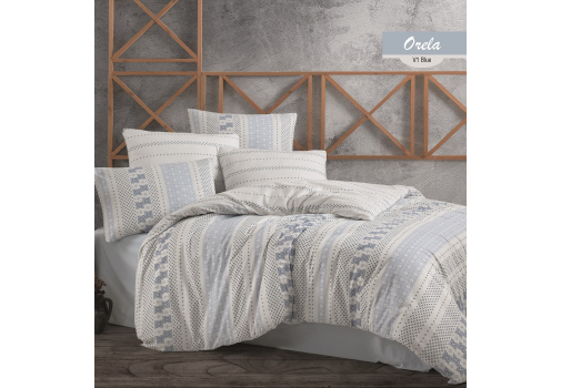 

Комплект постельного белья Majoli Orela v1 Blue 200x220 Бело-синий