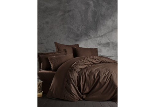 

Комплект постельного белья с вышивкой Cotton Box Enzo Kahve 200x220 Коричневый