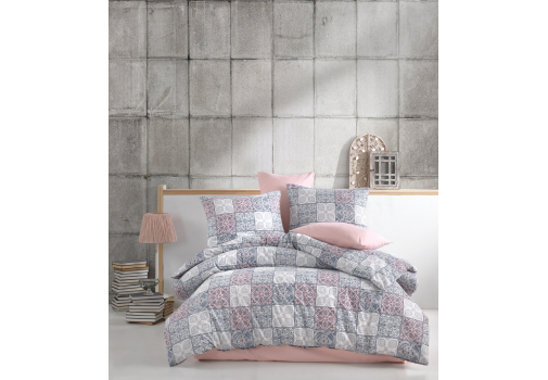 

Комплект постельного белья Majoli Ceramica v2 Powder 200x220 Серо-розовый