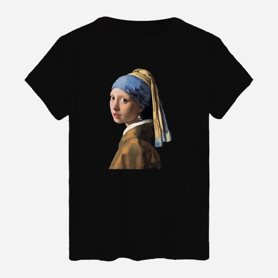 Акція на Футболка бавовняна довга чоловіча Likey Girl with a pearl earring M150-0136 XL Чорна від Rozetka