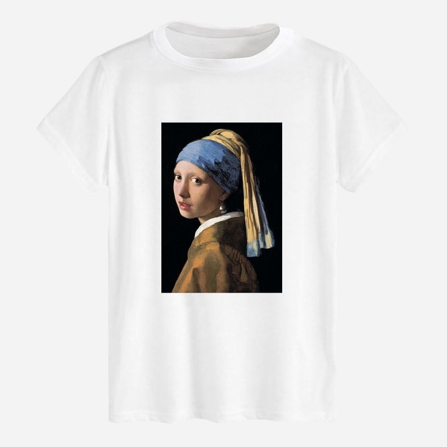 Акція на Футболка бавовняна довга чоловіча Likey Girl with a pearl earring M150-0136 XL Біла від Rozetka