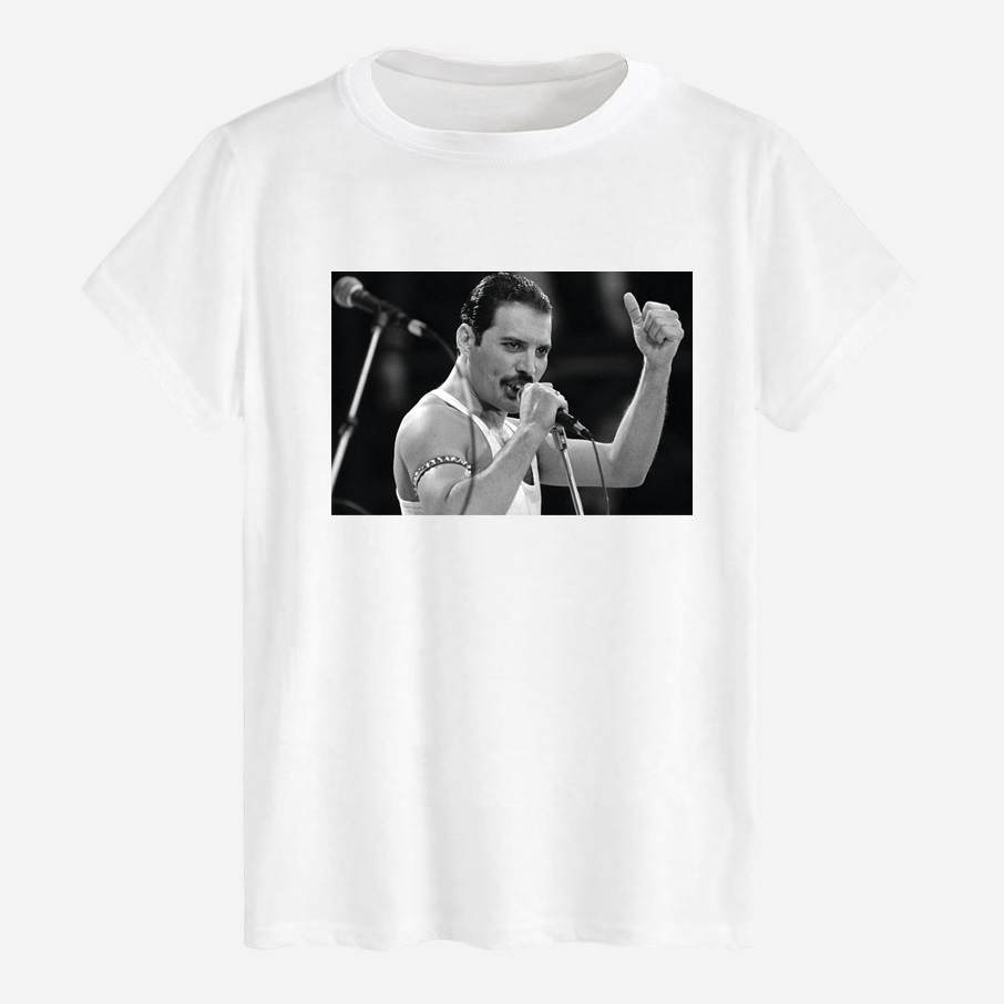 Акція на Футболка бавовняна довга чоловіча Likey Freddie Mercury M150-0406 XL Біла від Rozetka