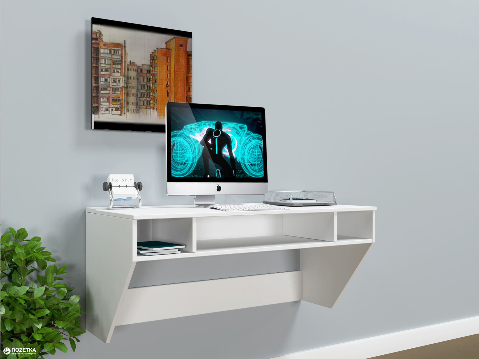 Навесной компьютерный стол Zeus AirTable-II WT Mini Белый (ATM-2WT ...