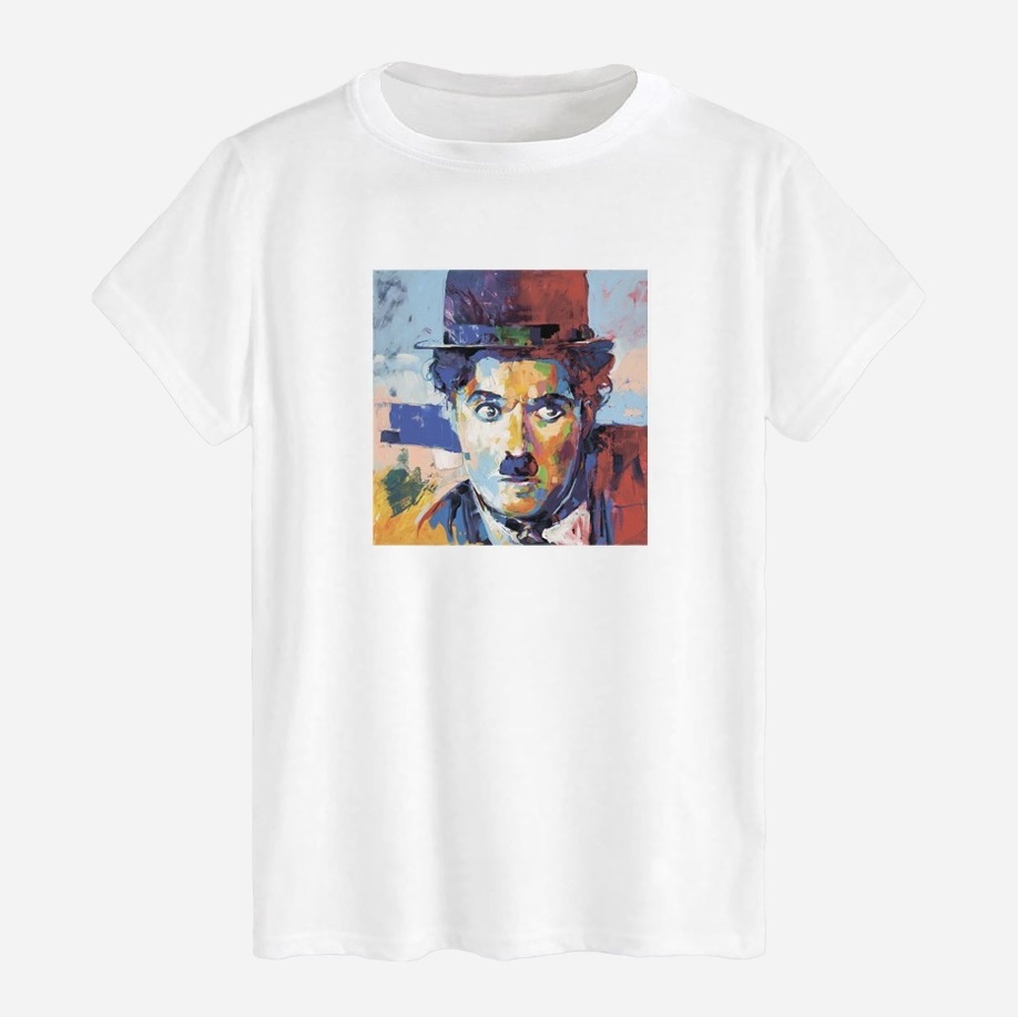 Акція на Футболка бавовняна довга чоловіча Likey Art Charlie Chaplin - Чарлі Чаплін M150-0125 L Біла від Rozetka