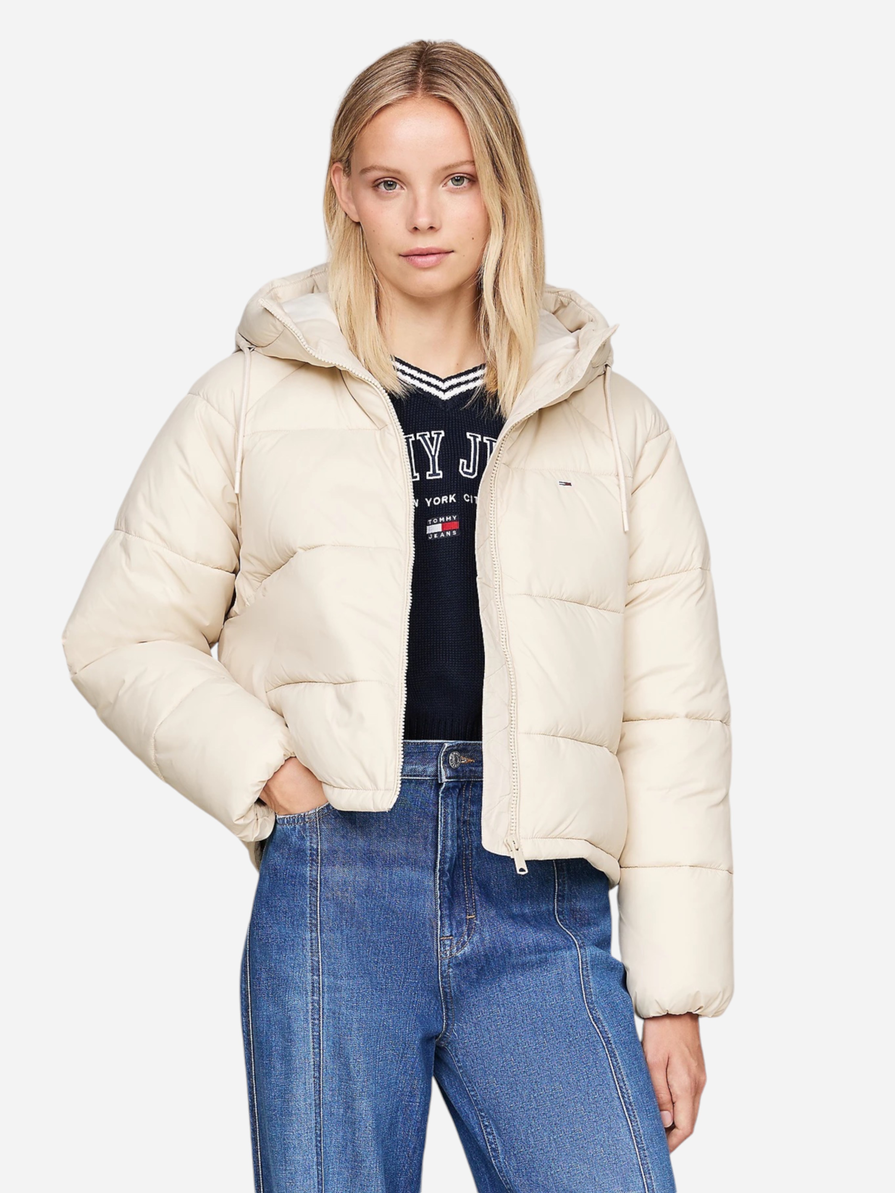 Акція на Куртка зимова коротка жіноча Tommy Hilfiger DW0DW18841-ACG M Бежева від Rozetka