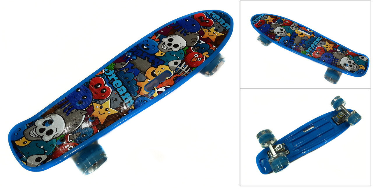 

Скейт Profi Penny Board LED 22 с ручкой DARK BLUE 57 × 15 см (336-259)